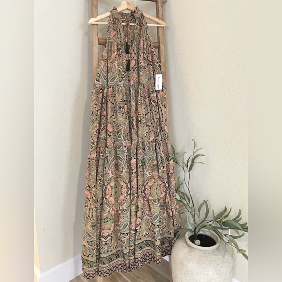 Boheme Floral Halter Maxi Dress Sz S - Picture 1 of 6